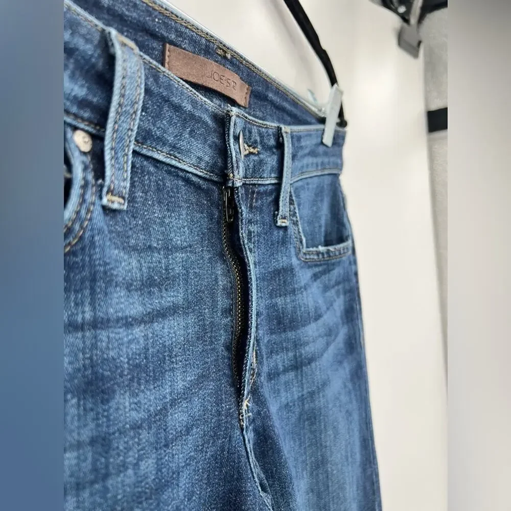Joe’s Jeans Rolled Crop Leanne Lae Distressed Stretch Blue Medium Wash Zip 26